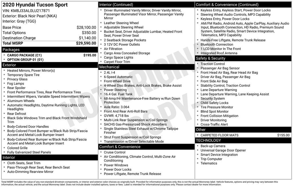 Used 2020 Hyundai Tucson Sport w/ Cargo Package image 54