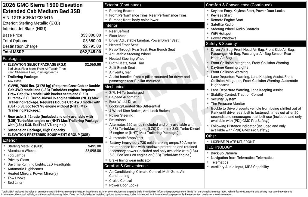 New 2026 GMC Sierra 1500 Elevation w/ Elevation Select Package AWD/4WD image 5