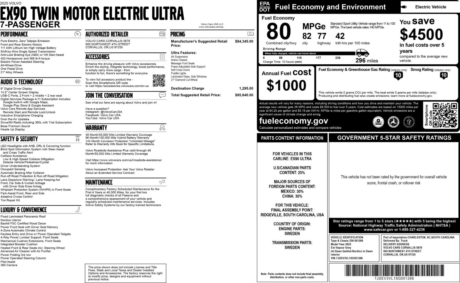 Used 2025 Volvo EX90 Ultra image 54