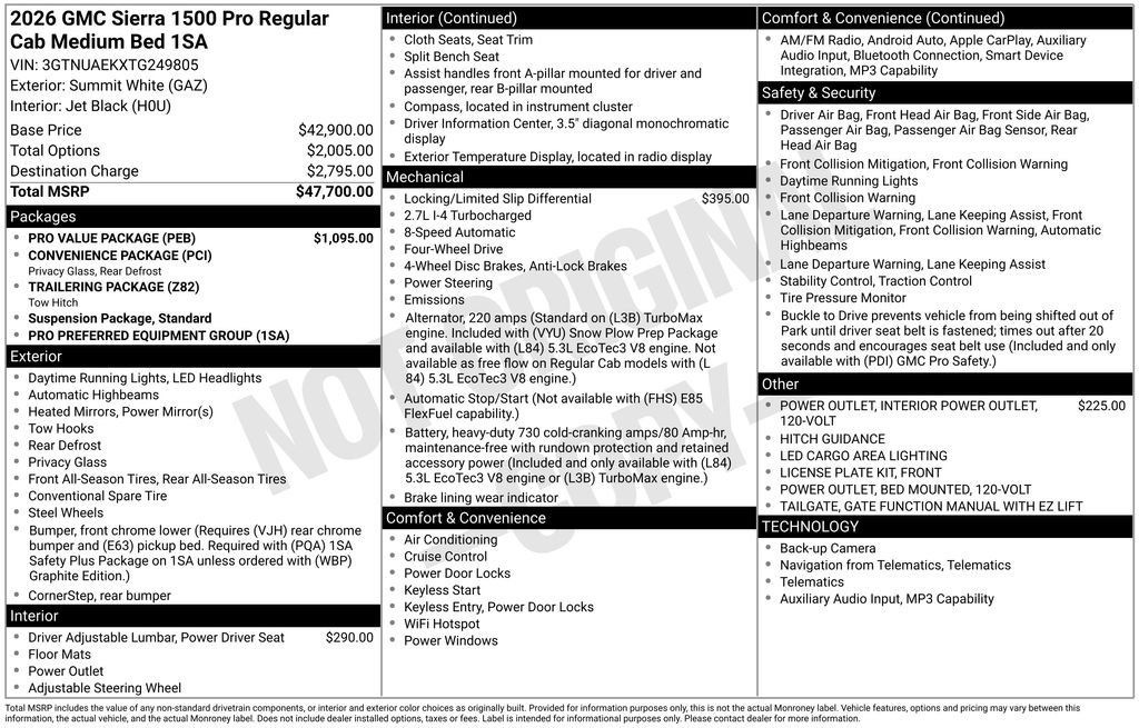 New 2026 GMC Sierra 1500 Pro w/ Pro Value Package AWD/4WD image 2