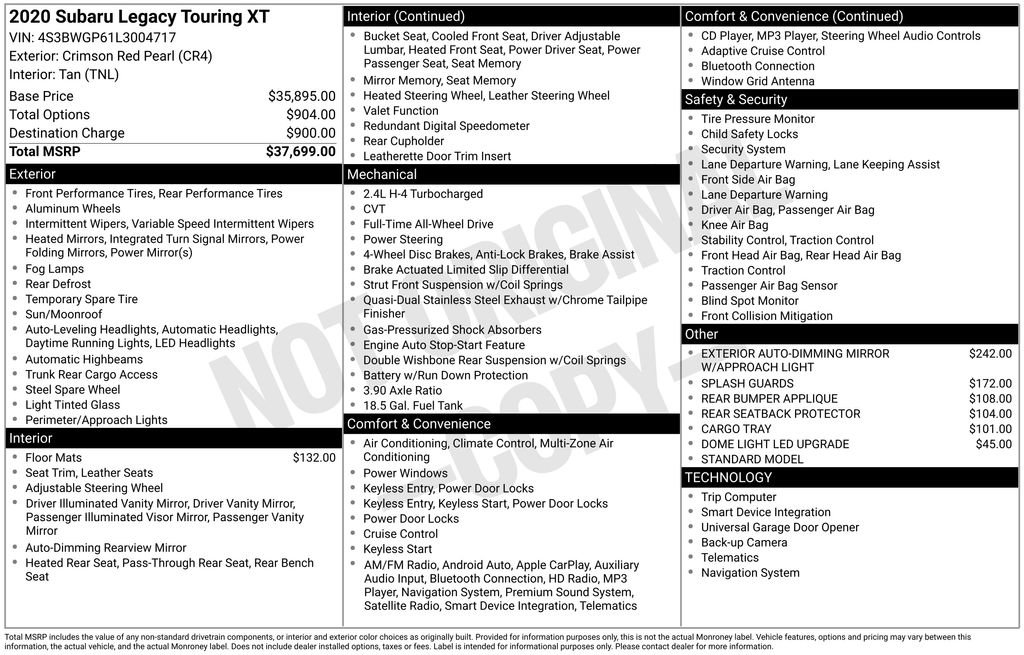 Used 2020 Subaru Legacy Touring XT image 19