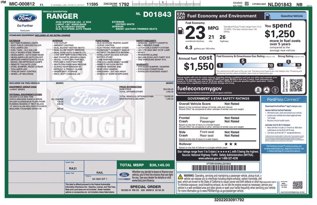 Used 2022 Ford Ranger Lariat RWD image 4