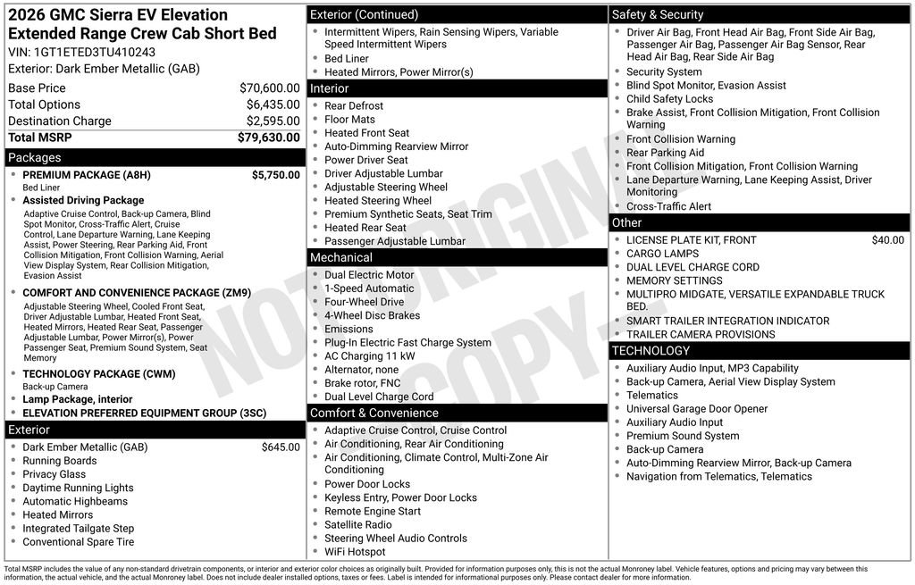 New 2026 GMC Sierra EV Elevation w/ Premium Package AWD/4WD image 45