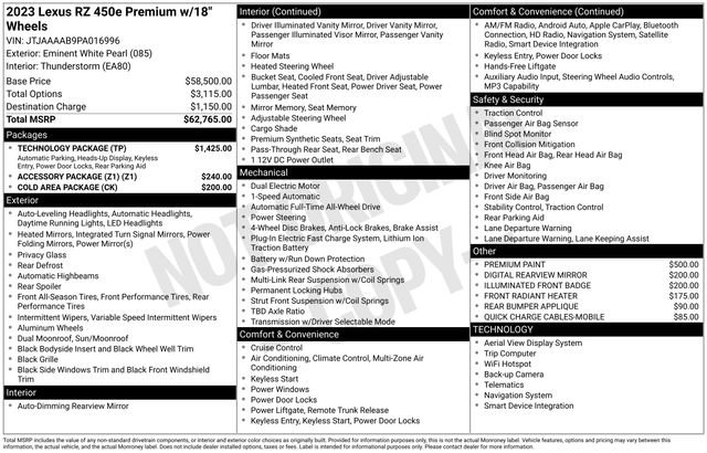 Used 2023 Lexus RZ 450e Premium w/ Technology Package image 13