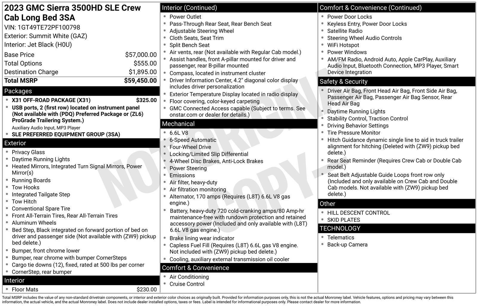 Used 2023 GMC Sierra 3500 SLE w/ X31 Off-Road Package image 6