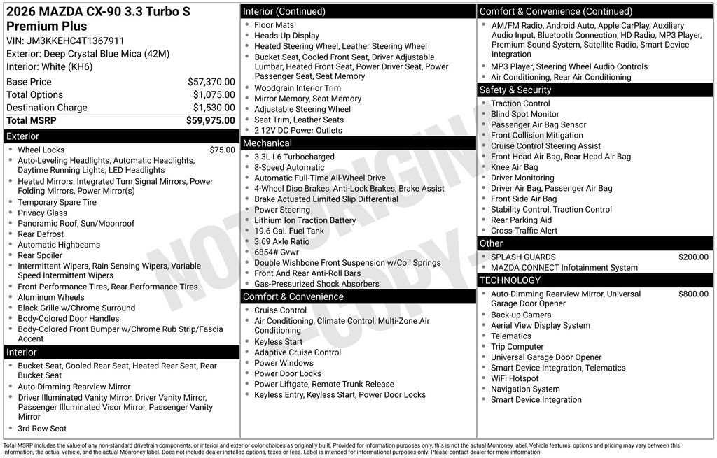 New 2026 MAZDA CX-90 3.3 Turbo S w/ Premium Plus image 2