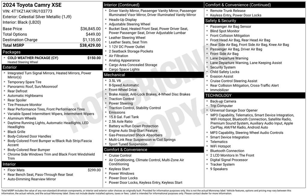 Used 2024 Toyota Camry XSE w/ Cold Weather Package FWD image 16