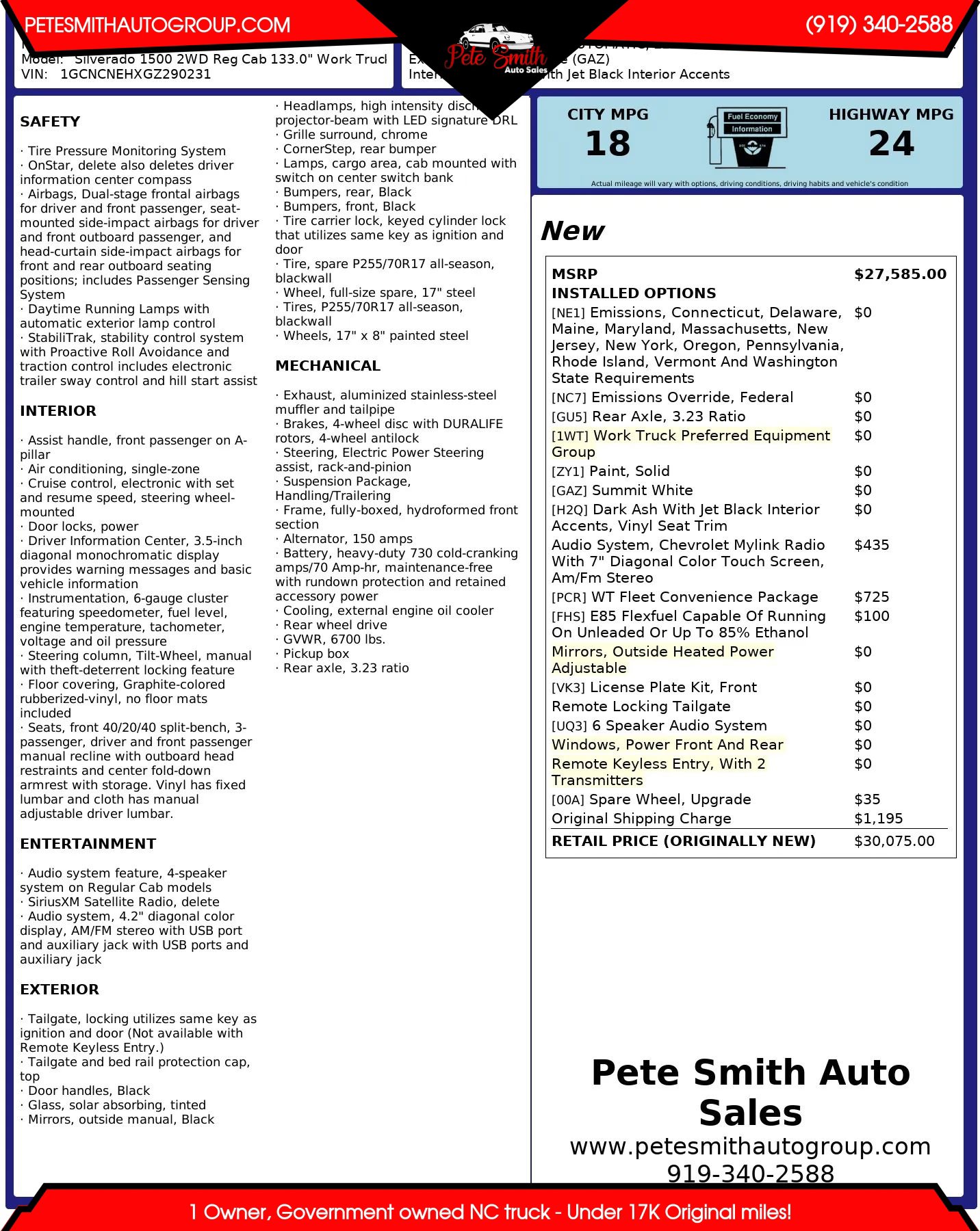 Used 2016 Chevrolet Silverado 1500 W/T w/ WT Fleet Convenience Package image 27