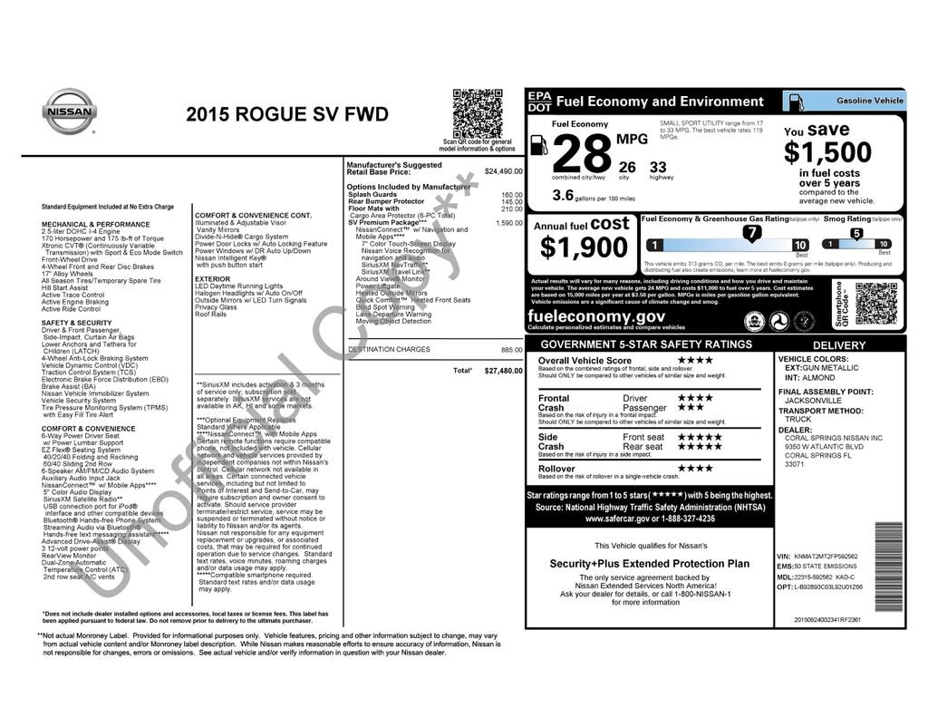 Used 2015 Nissan Rogue SV w/ SV Premium Package FWD image 3