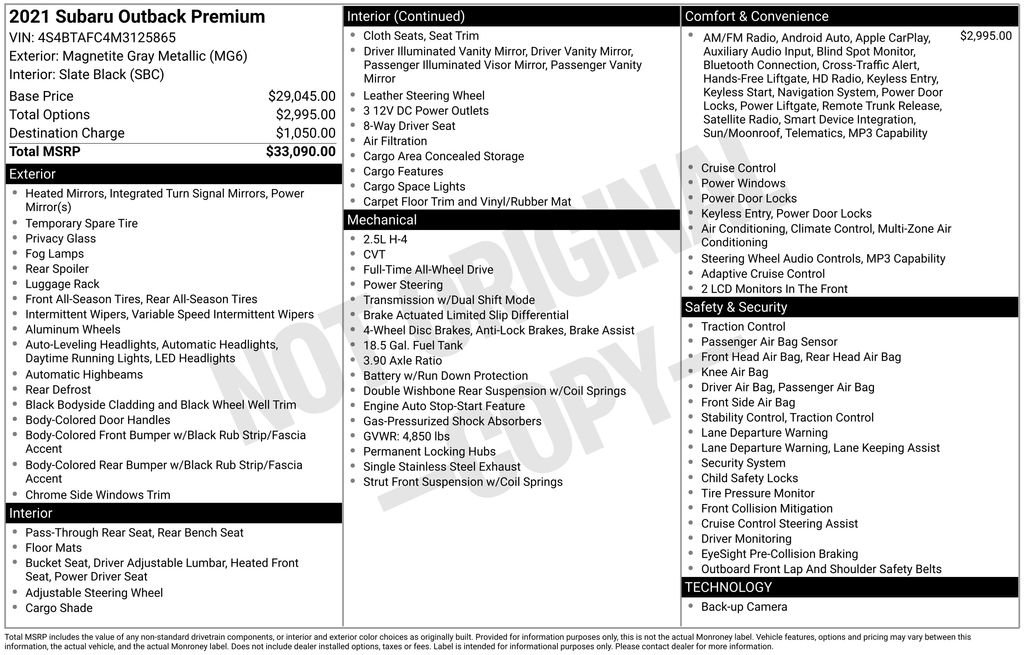 Used 2021 Subaru Outback Premium image 11