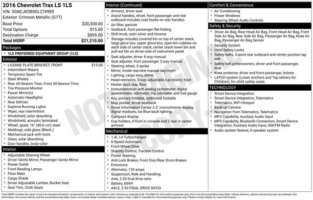 Used 2016 Chevrolet Trax LS FWD image 29