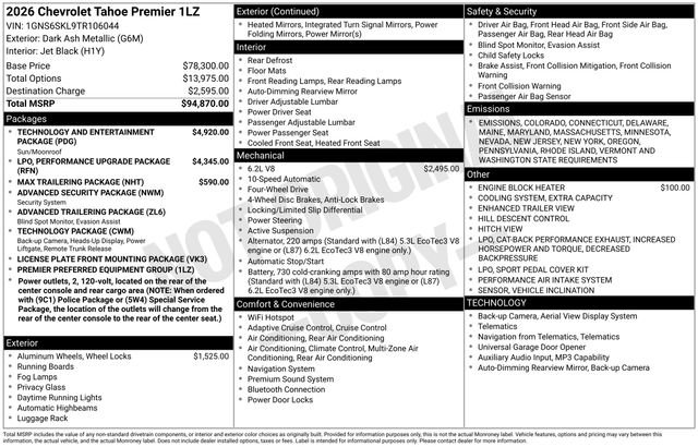 New 2026 Chevrolet Tahoe Premier AWD/4WD image 33