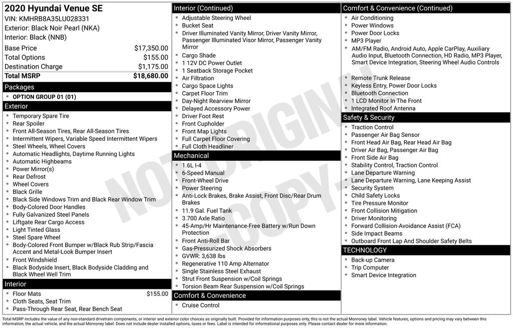 Used 2020 Hyundai Venue SE image 2