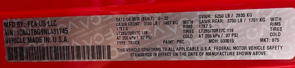 Used 2022 Jeep Gladiator Rubicon w/ Cold Weather Group AWD/4WD image 62