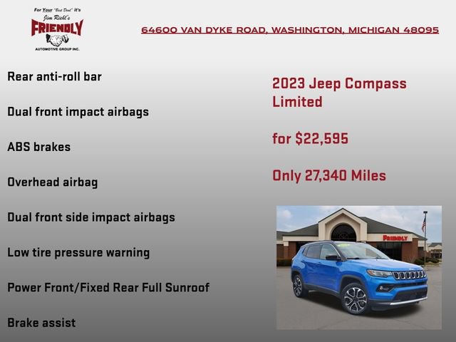 Used 2023 Jeep Compass Limited w/ Sun and Sound Group AWD/4WD image 20