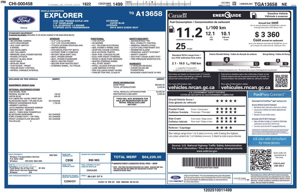 Used 2026 Ford Explorer Tremor w/ Tremor Convenience Package AWD/4WD image 79