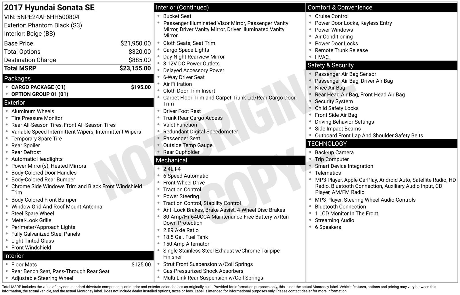 Used 2017 Hyundai Sonata SE w/ Cargo Package FWD image 13