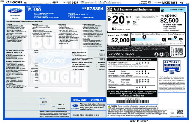 Certified 2021 Ford F150 XL w/ Equipment Group 101A High AWD/4WD image 16