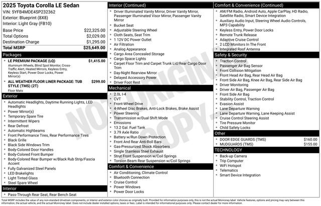 Certified 2025 Toyota Corolla LE w/ LE Premium Package FWD image 30
