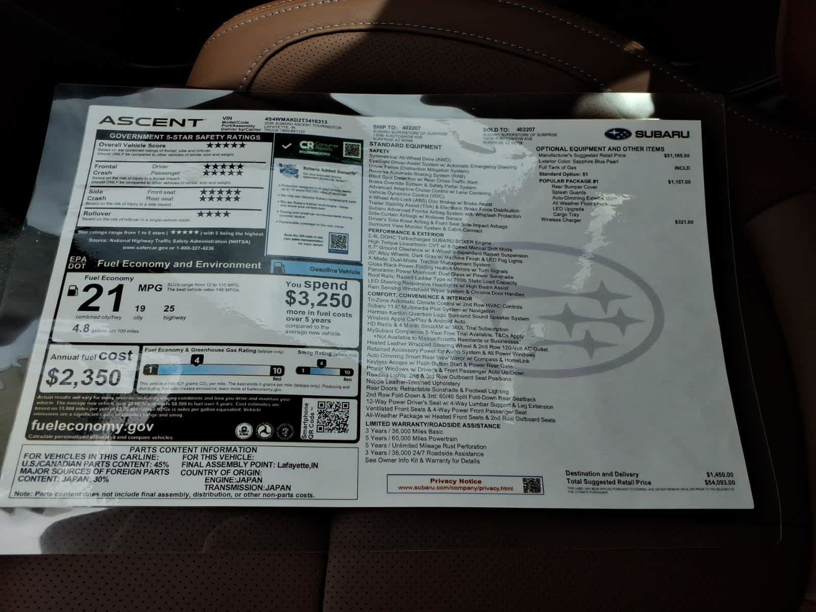 New 2026 Subaru Ascent Touring image 40