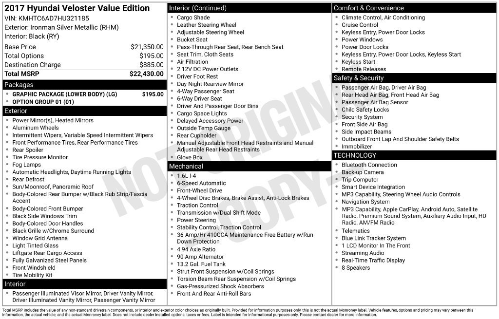 Used 2017 Hyundai Veloster Value Edition w/ Graphic Package (Lower Body) FWD image 28
