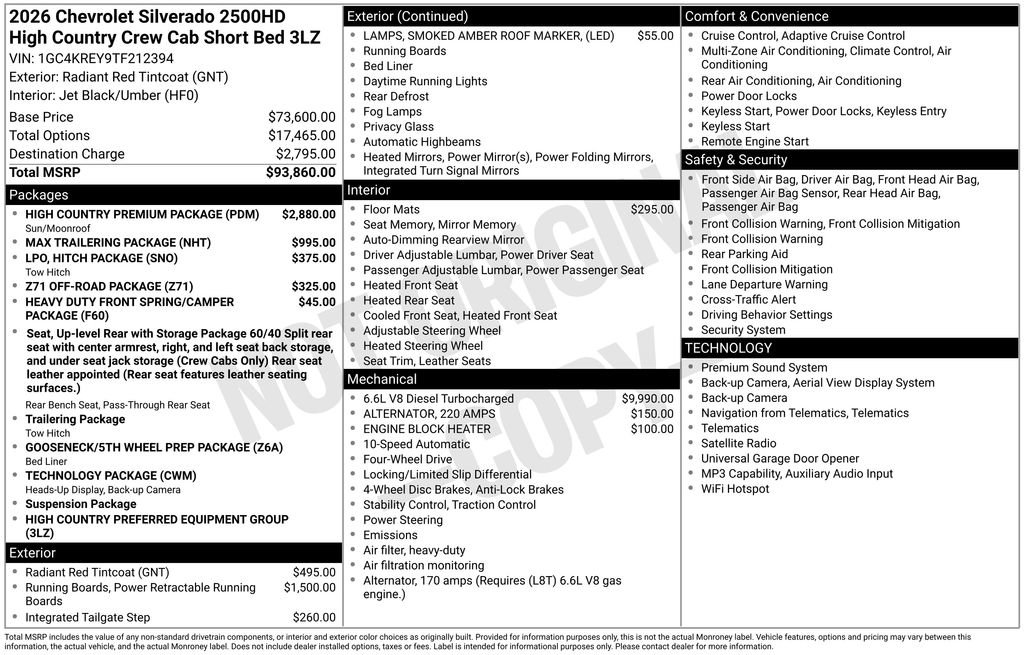 Used 2026 Chevrolet Silverado 2500 High Country w/ High Country Premium Package AWD/4WD image 2