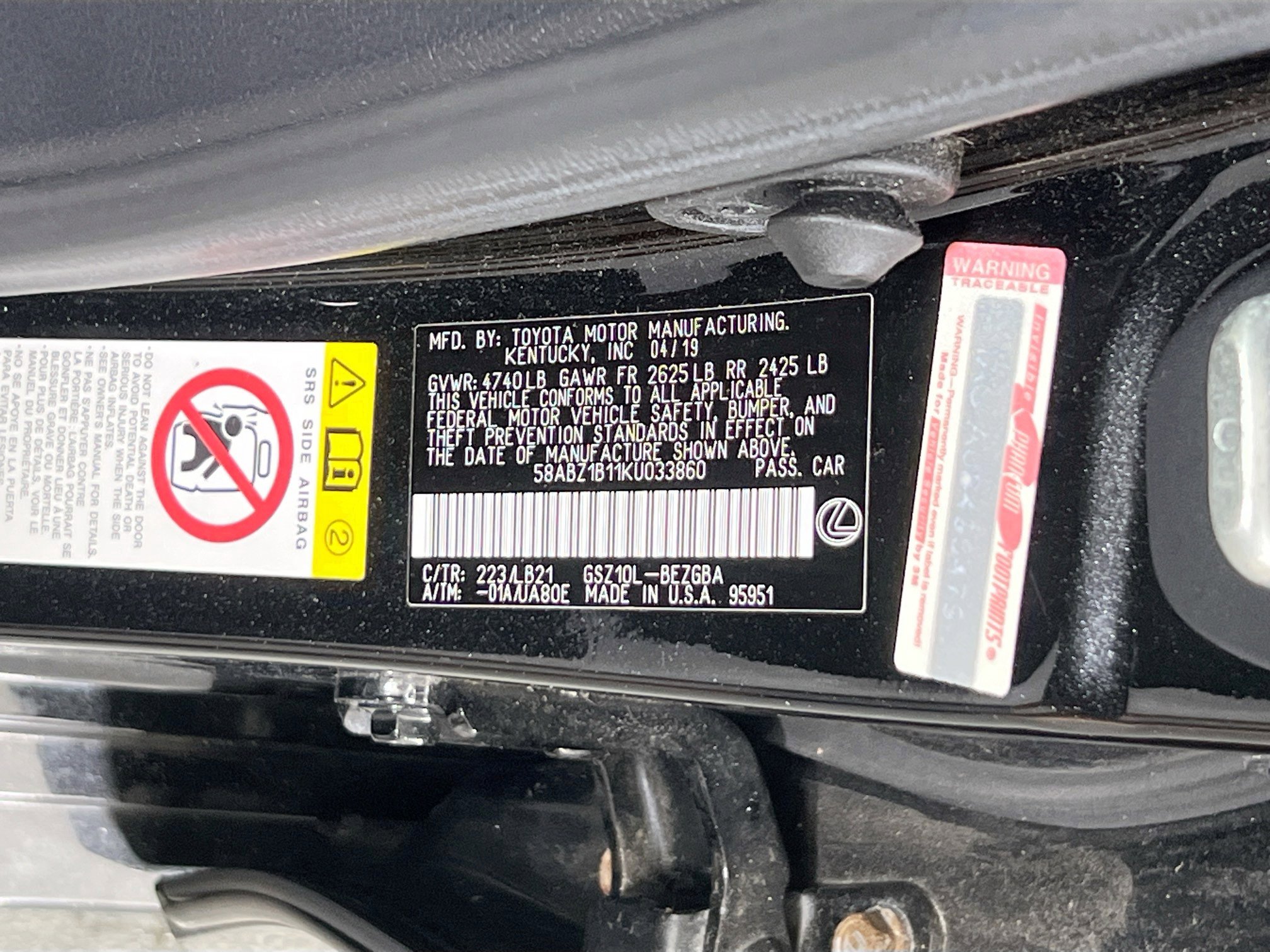 Used 2019 Lexus ES 350 w/ Accessory Package FWD image 32