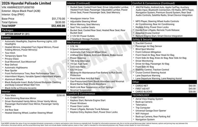 New 2026 Hyundai Palisade Limited image 50