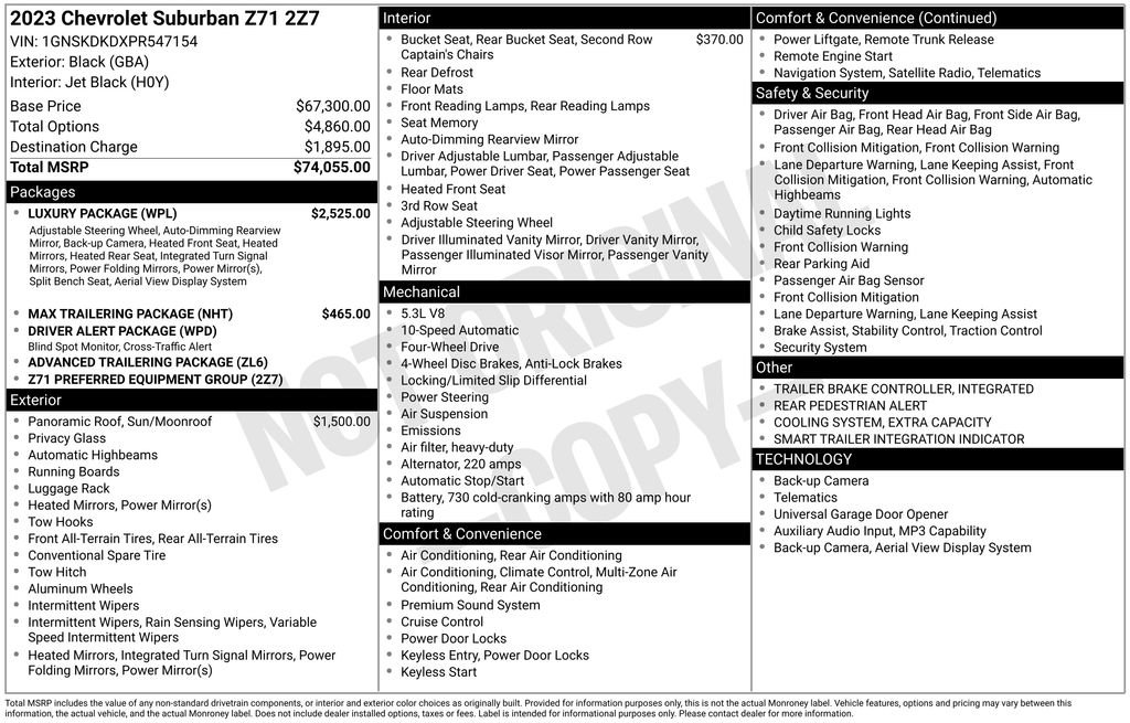 Used 2023 Chevrolet Suburban Z71 w/ Luxury Package image 39