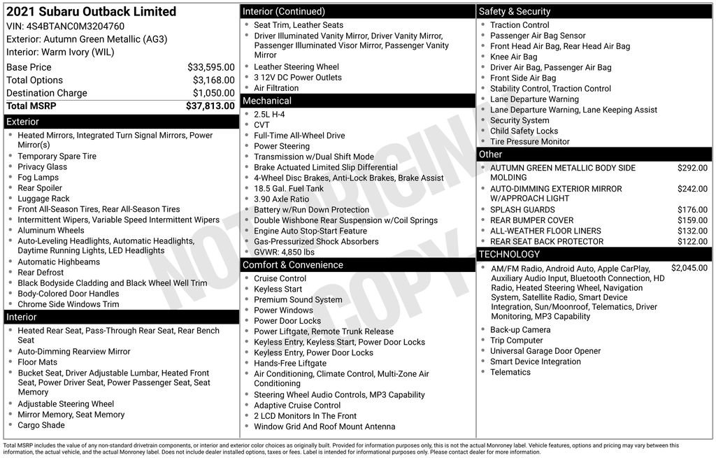 Used 2021 Subaru Outback Limited image 45