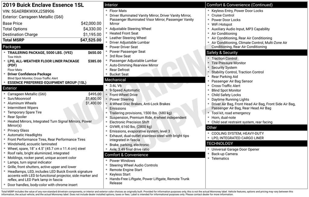 Used 2019 Buick Enclave Essence w/ Trailering Package, 5000 lbs. image 35