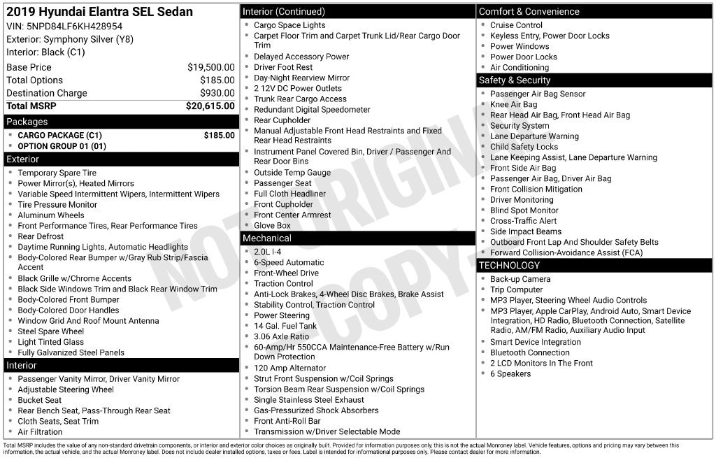 Used 2019 Hyundai Elantra SEL w/ Cargo Package FWD image 5
