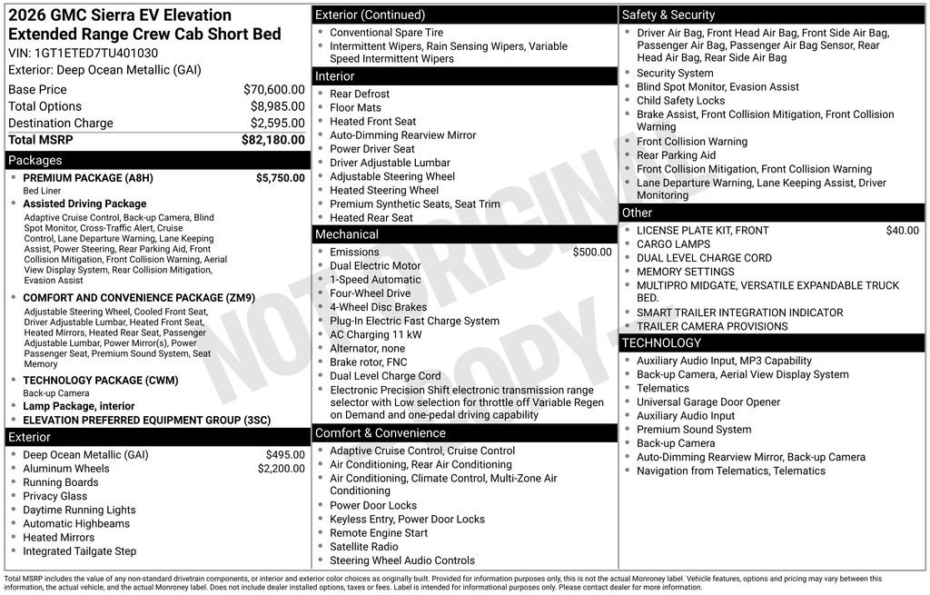 New 2026 GMC Sierra EV Elevation w/ Premium Package AWD/4WD image 47