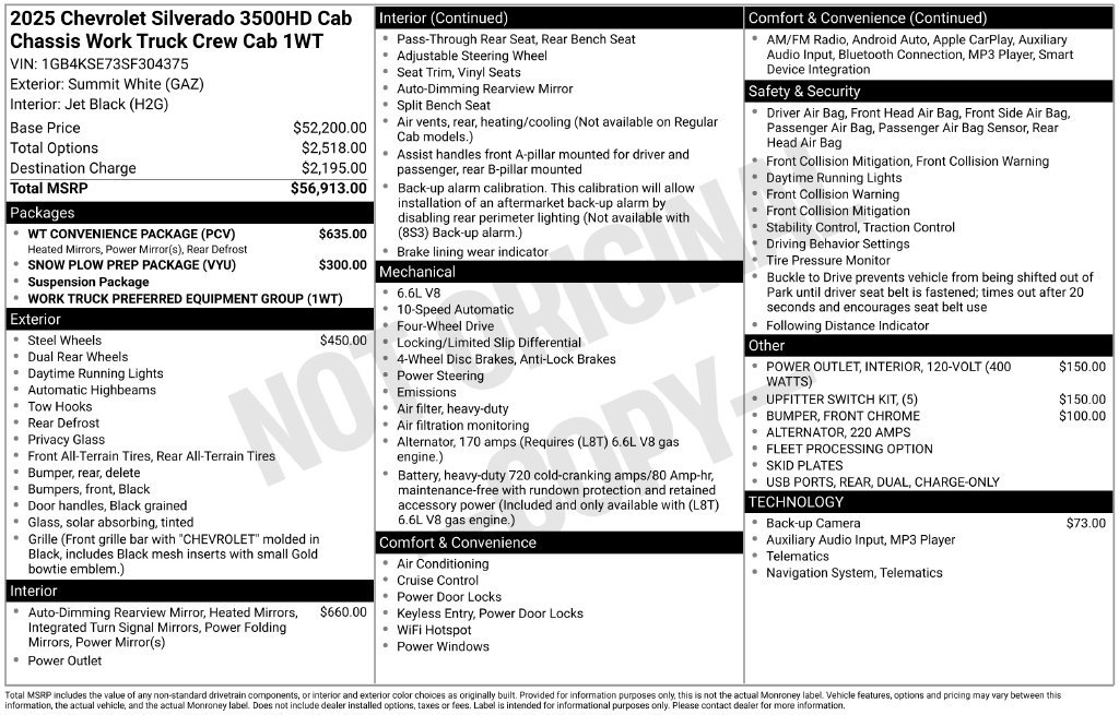 New 2025 Chevrolet Silverado 3500 W/T w/ WT Convenience Package AWD/4WD image 4