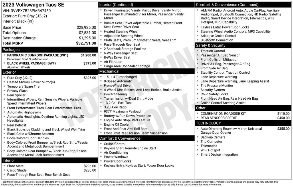 Certified 2023 Volkswagen Taos SE w/ Panoramic Sunroof Package FWD image 38