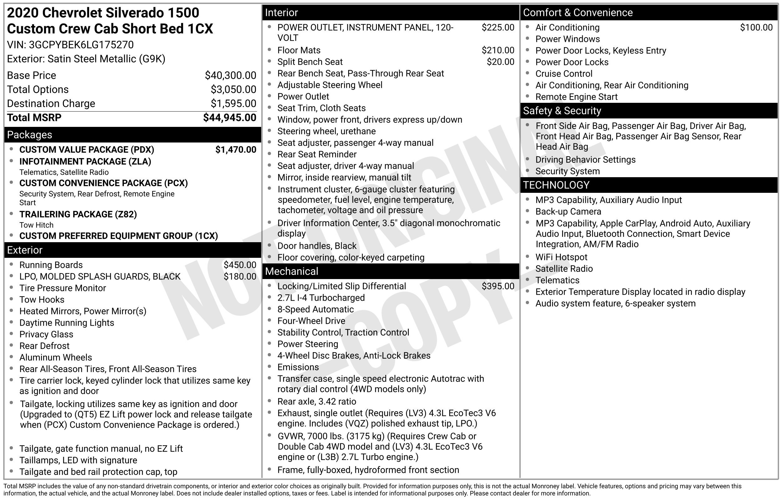 Used 2020 Chevrolet Silverado 1500 Custom w/ Custom Value Package AWD/4WD image 2