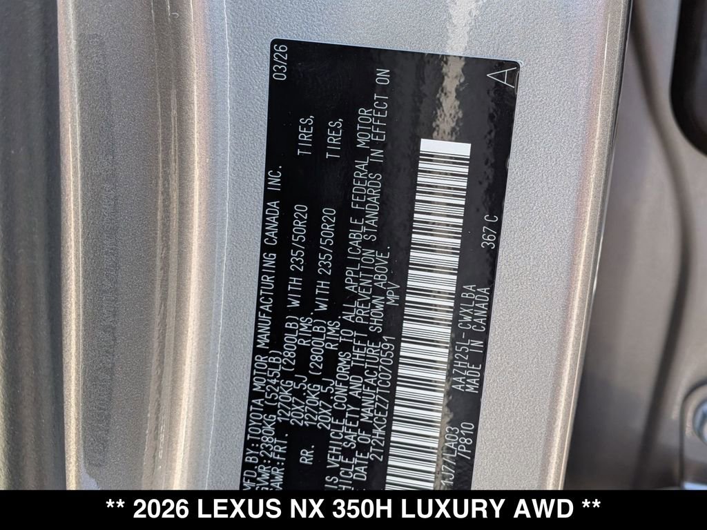 New 2026 Lexus NX 350 AWD w/ Accessory Package (2T) image 19