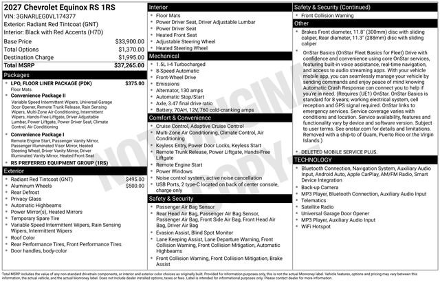 New 2027 Chevrolet Equinox RS w/ LPO, Floor Liner Package FWD image 31