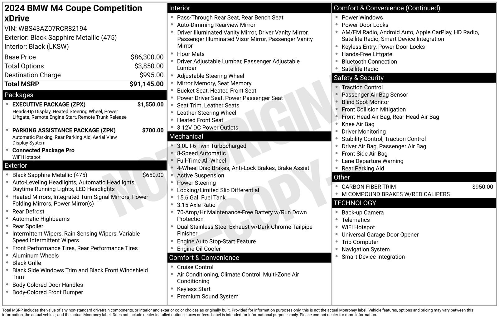Used 2024 BMW M4 xDrive Competition w/ Executive Package AWD/4WD image 37