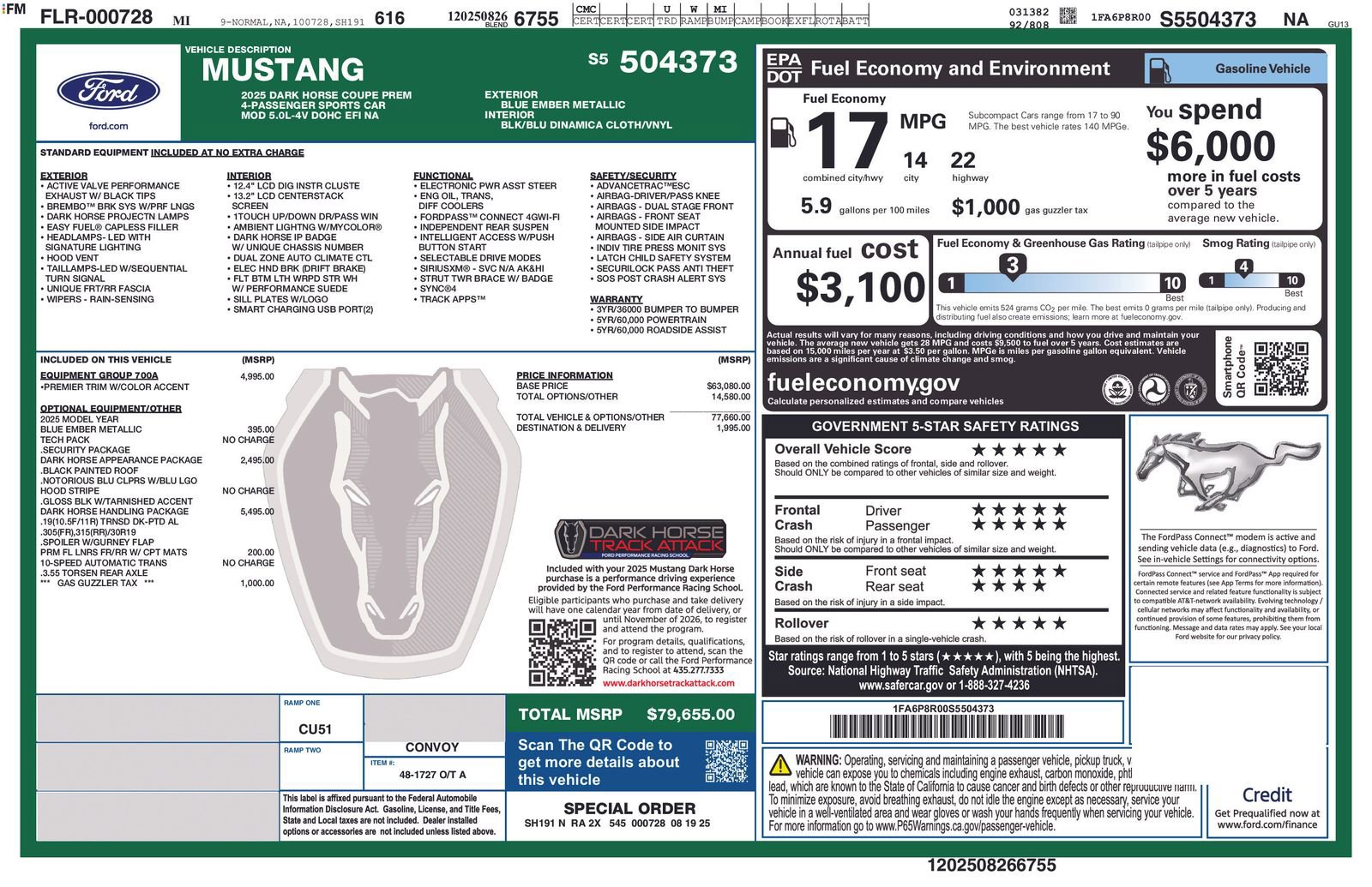 New 2025 Ford Mustang Dark Horse w/ Dark Horse Handlin Package image 5