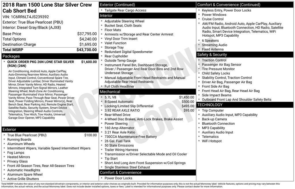 Used 2018 RAM 1500 Lone Star image 9