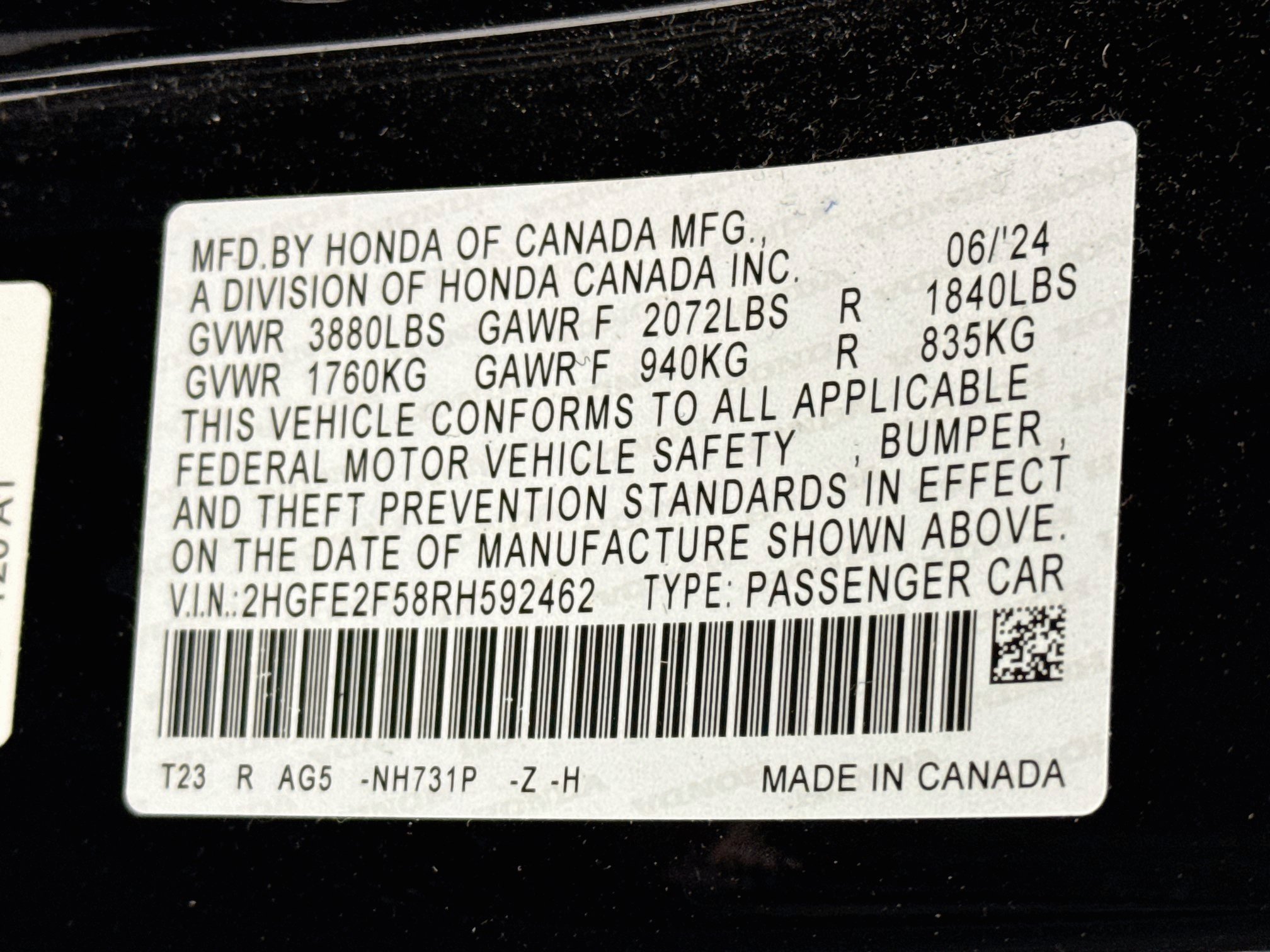 Certified 2024 Honda Civic Sport image 29