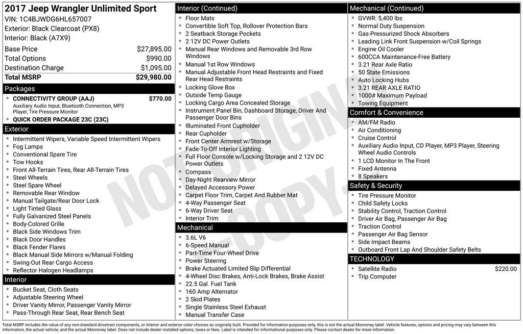 Used 2017 Jeep Wrangler Unlimited Sport w/ Connectivity Group image 15