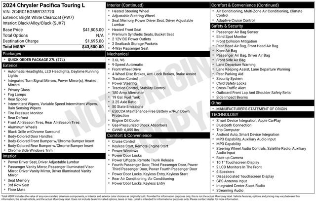 Used 2024 Chrysler Pacifica Touring-L FWD image 31