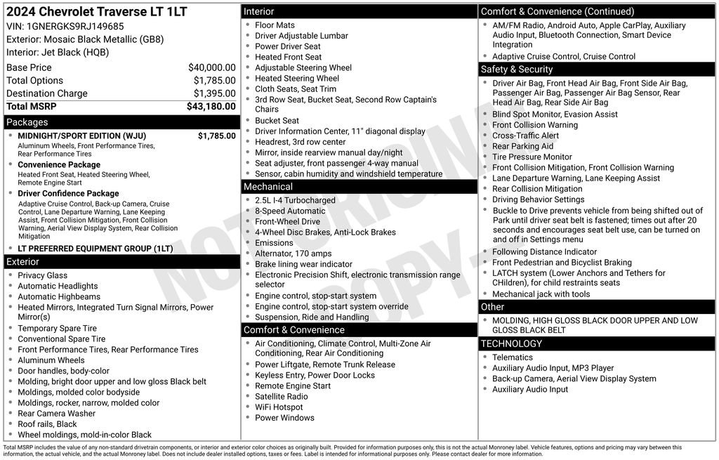 Certified 2024 Chevrolet Traverse LT w/ Midnight/Sport Edition image 6