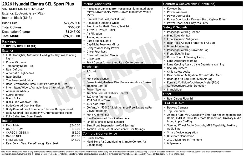 New 2026 Hyundai Elantra SEL Sport FWD image 6