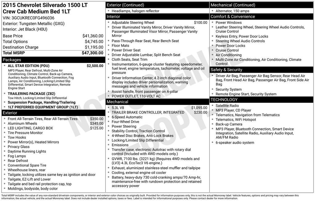 Certified 2015 Chevrolet Silverado 1500 LT w/ All Star Edition AWD/4WD image 5
