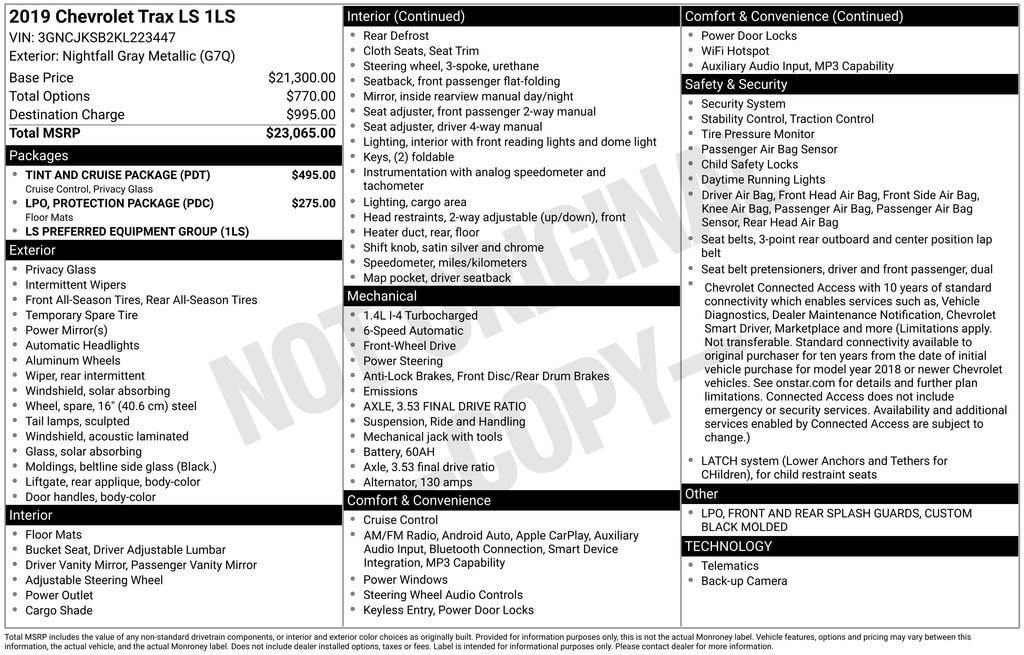 Used 2019 Chevrolet Trax LS w/ Tint and Cruise Package FWD image 10