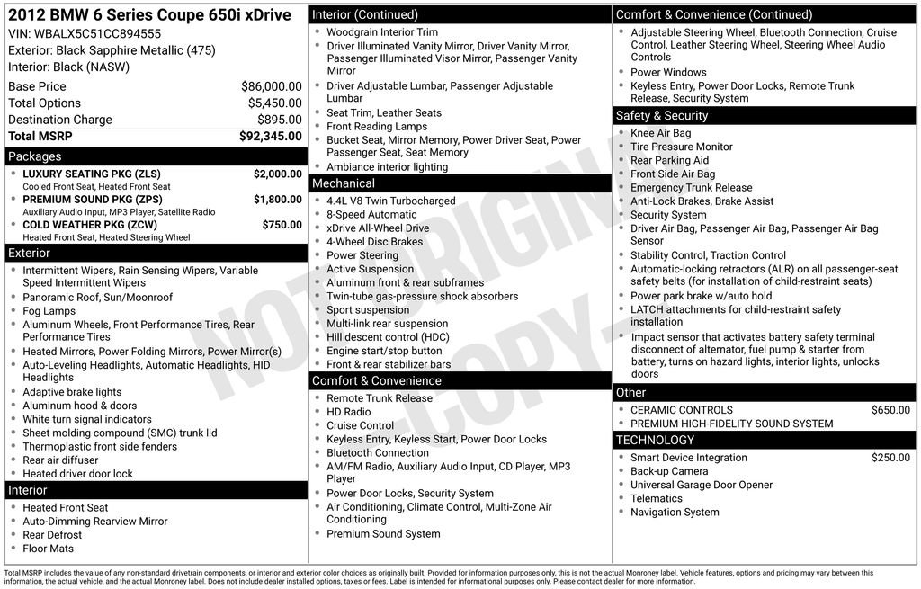 Used 2012 BMW 650i xDrive Coupe image 53