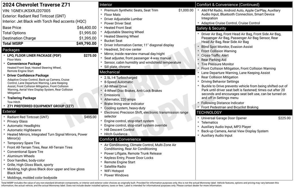 Used 2024 Chevrolet Traverse Z71 w/ LPO, Floor Liner Package image 31